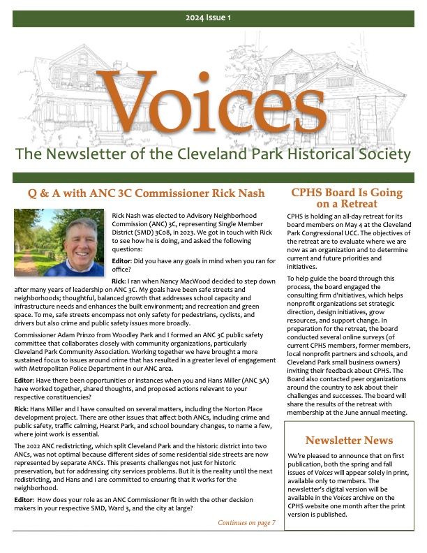 Cover of Voices Newsletter issue Spring 2024