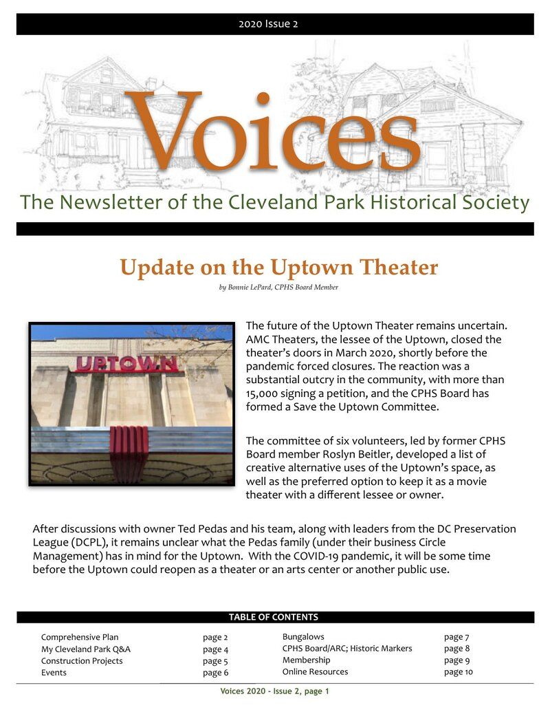 Cover of Voices Newsletter issue Fall 2020
