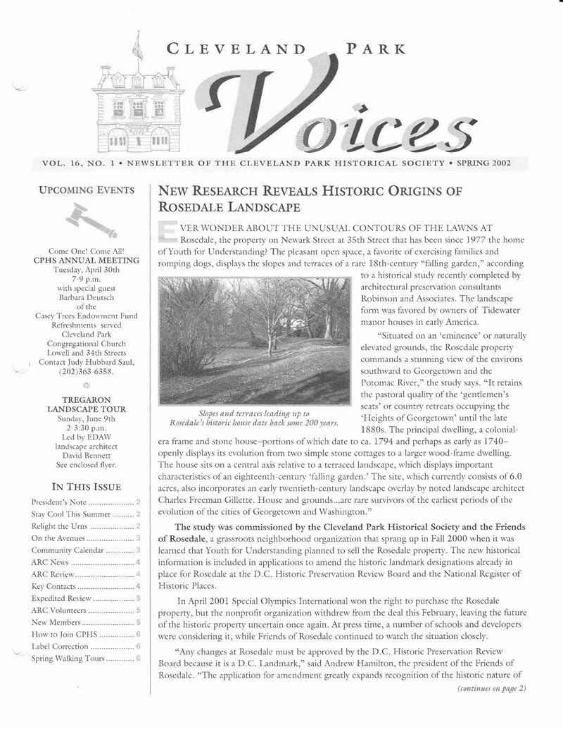 Cover of Voices Newsletter issue Spring 2002