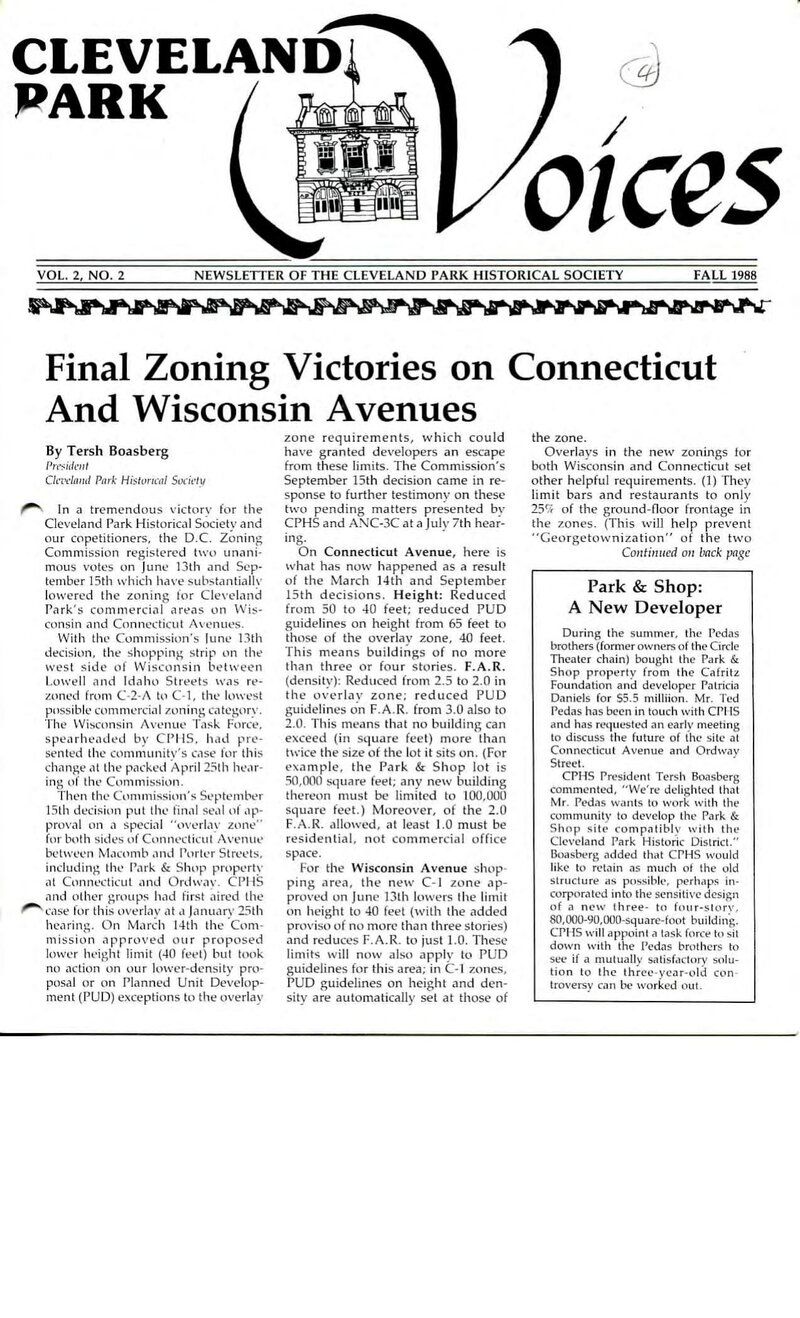 Cover of Voices Newsletter issue Fall 1988