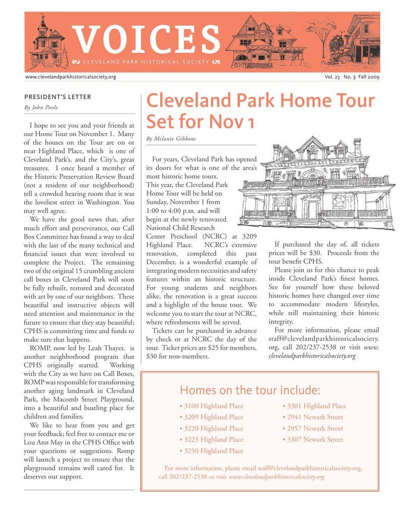 Cover of Voices Newsletter issue Fall 2009