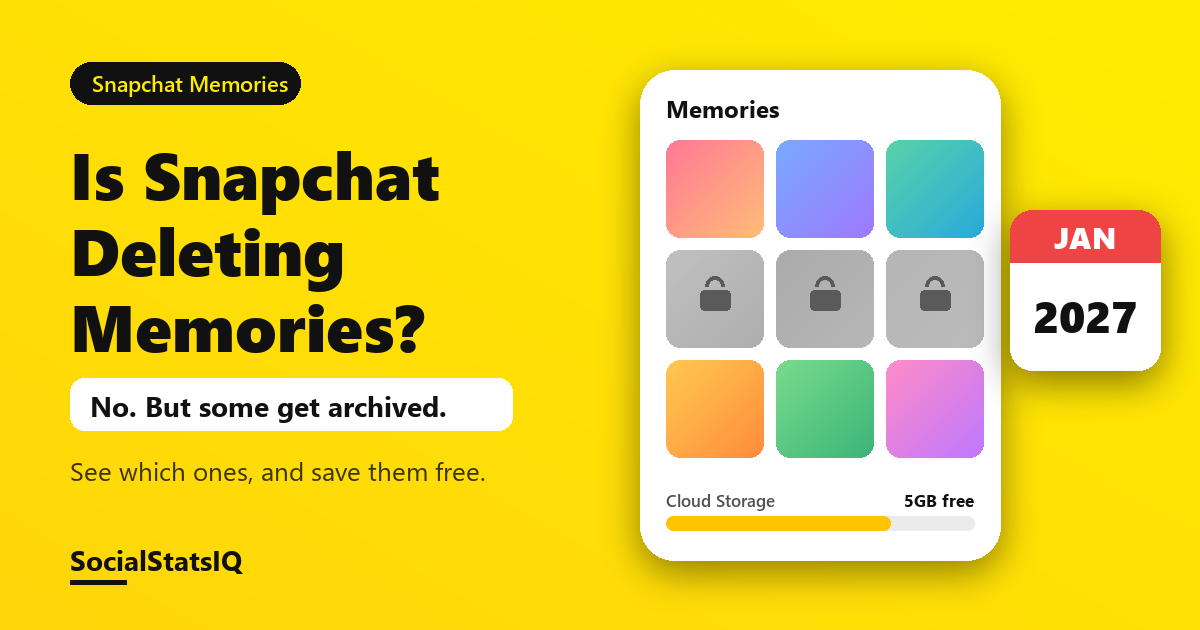 Is Snapchat deleting Memories? Memories over the free 5GB are archived from January 2027
