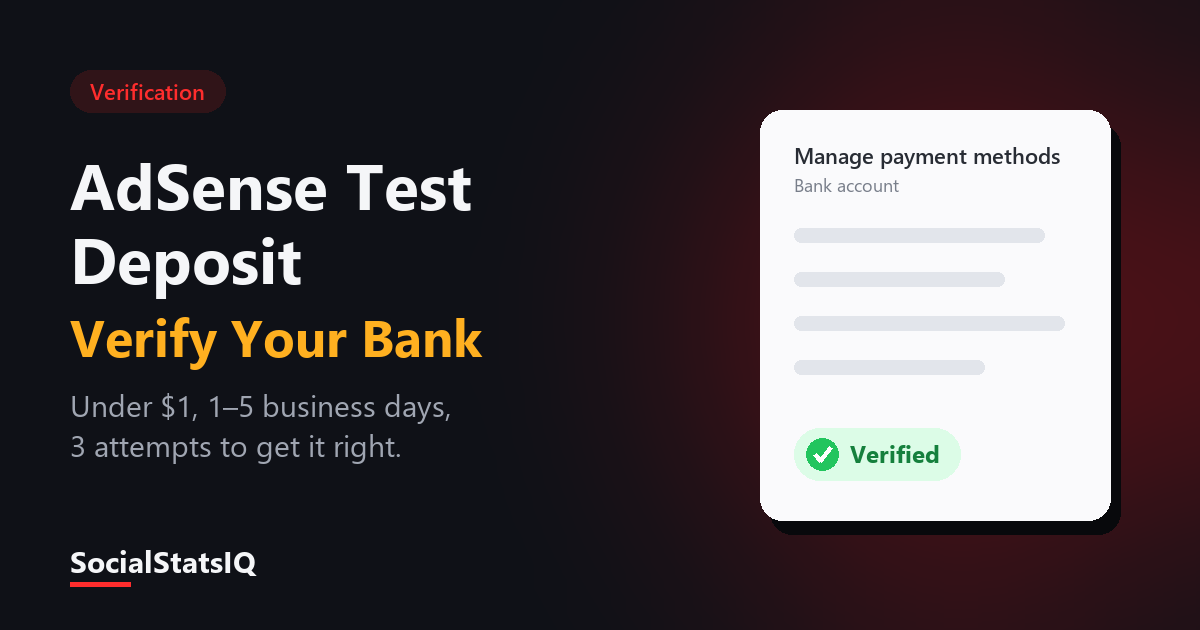 AdSense test deposit bank verification: entering the small deposit amount to verify a bank account