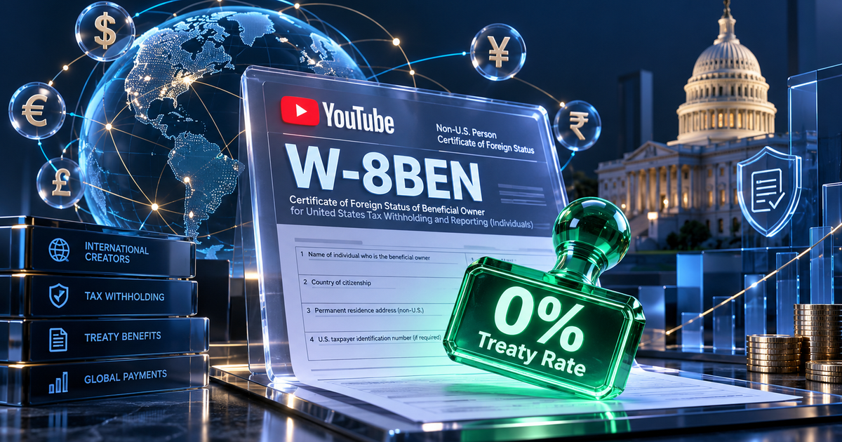 YouTube US Tax Withholding & Form W-8BEN Guide for Creators