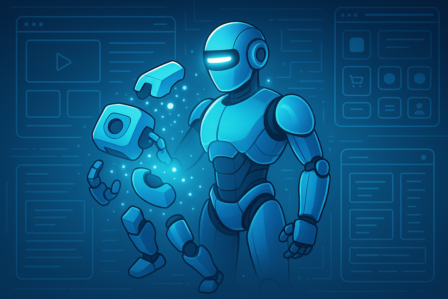 Robô segurando uma perna modular