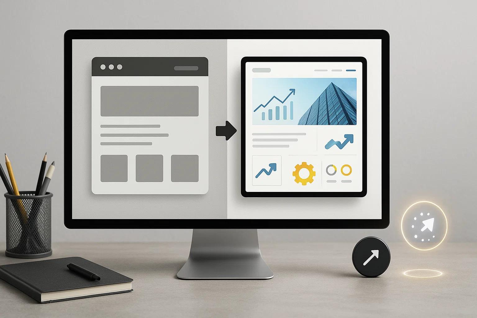 Um Pc mostrando antes e depois