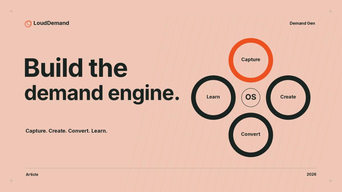Build the demand engine. An illustrated editorial cover with interlocking operating loops.