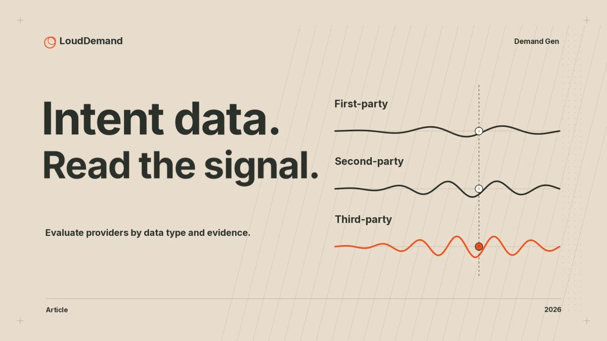 Intent data. Read the signal. An illustrated editorial cover with layered fit, intent, and trigger signals.