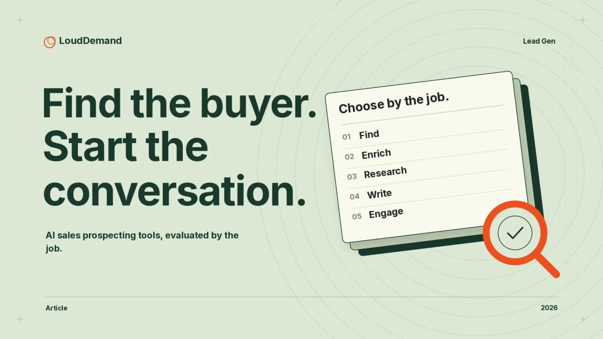 Find the buyer. Start the conversation. An illustrated editorial cover with a layered field guide to tool categories.