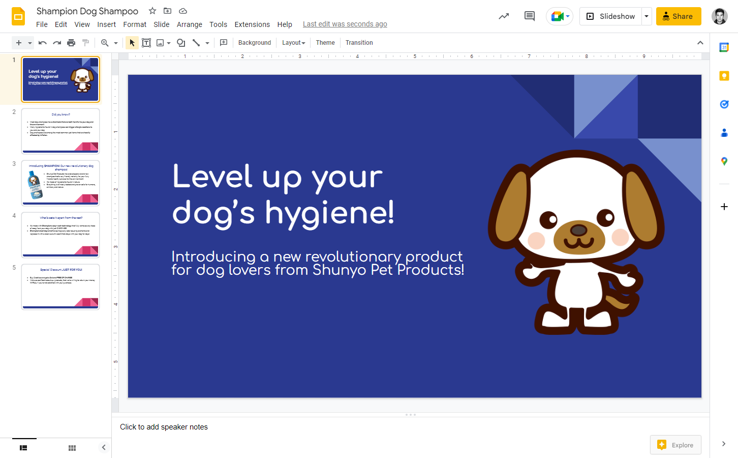Shampion dog shampoo Google Slide Presentation