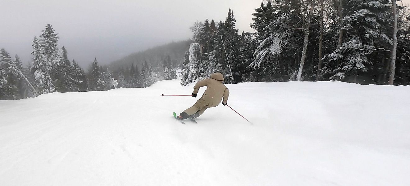 2021 Elan Wingman 86 CTI Ski Review: Full Width Action Image 2