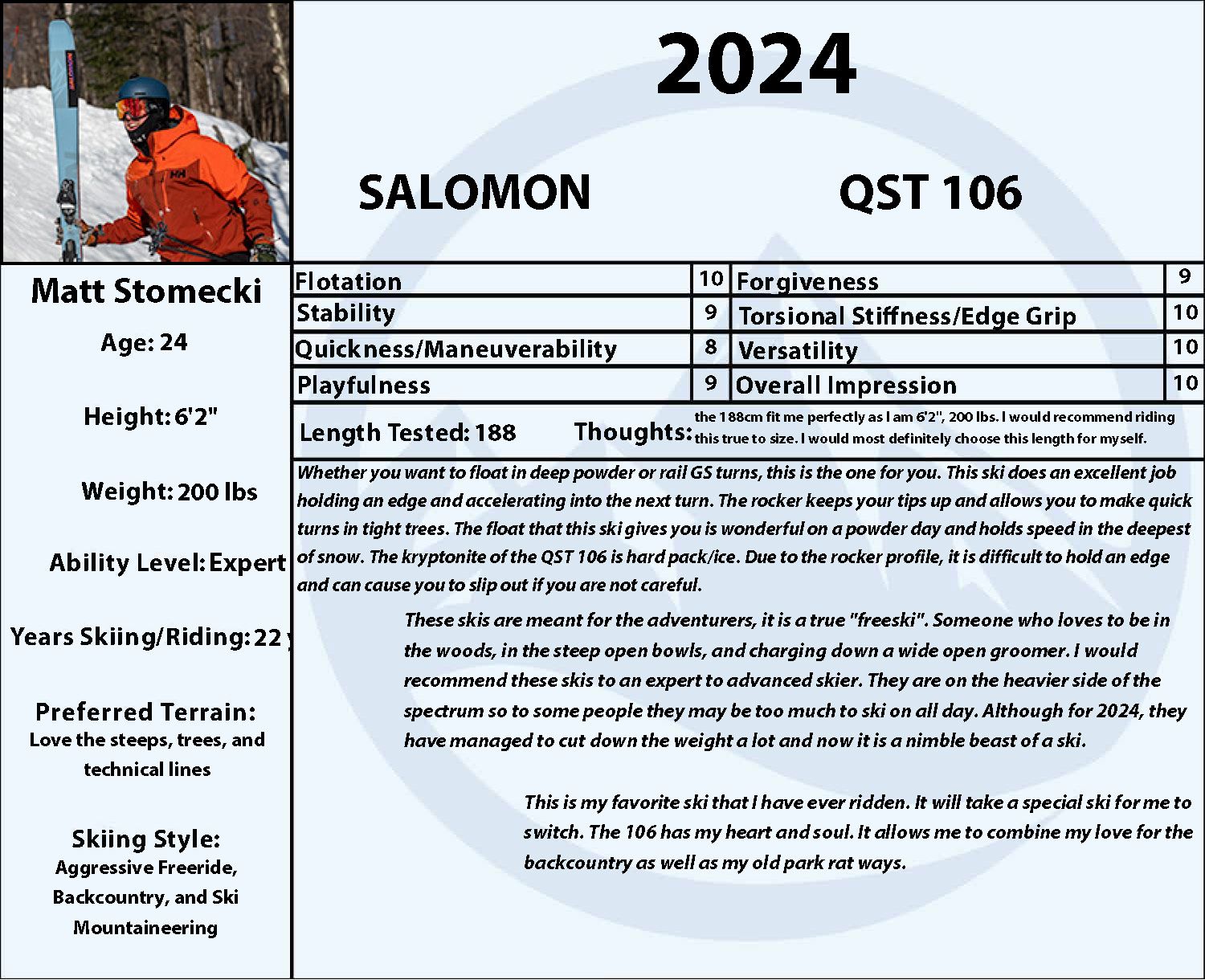 Salomon qst best sale 106 size chart