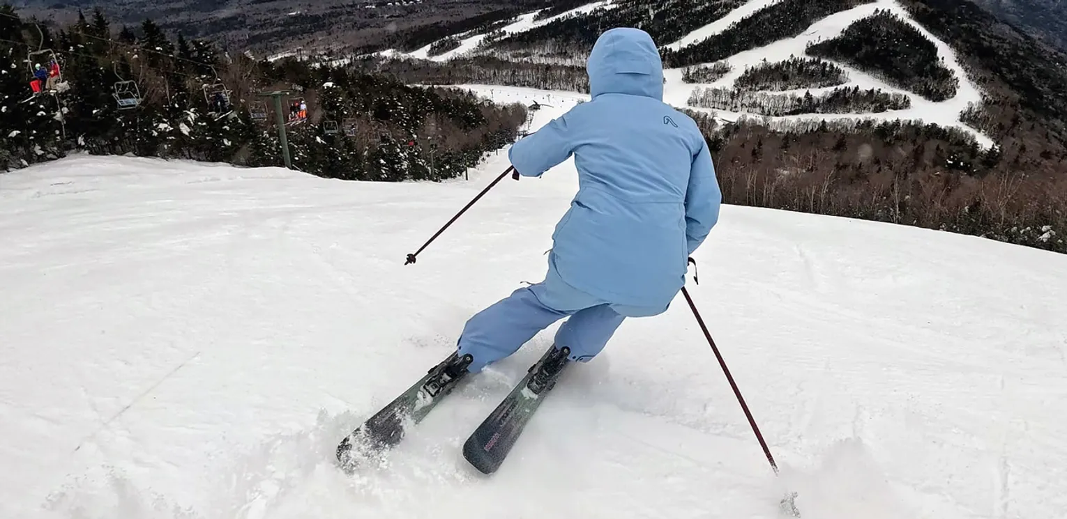 2027 Rossignol Soul 92 & 92 W On Snow Ski Review - Megan On Piste Action Shot