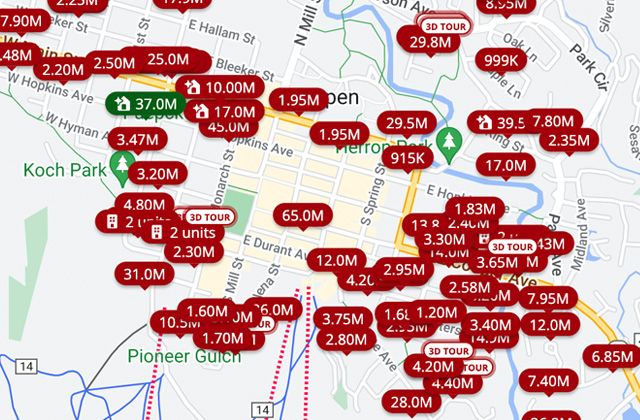 Top Five Fridays January 19, 2024: Zillow Aspen Real Estate Map Image