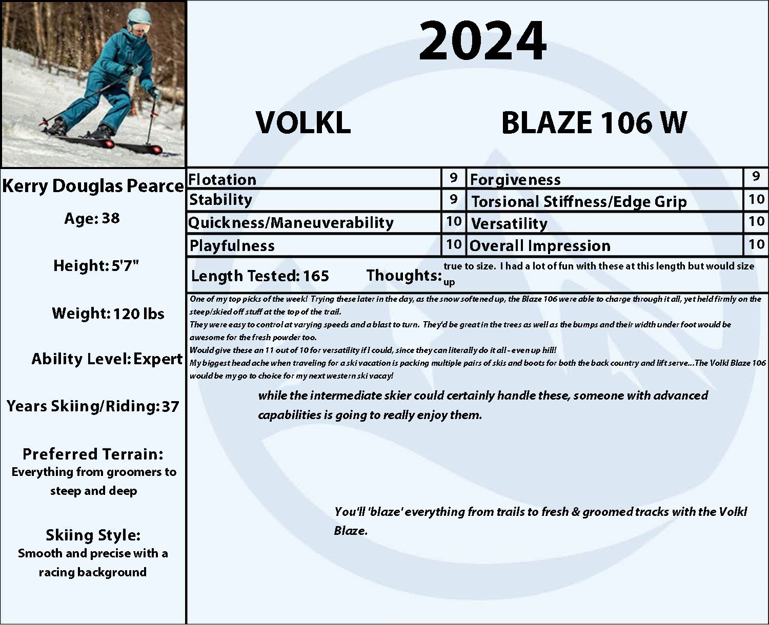 2024 Volkl Blaze 106 Womens Ski w Tyrolia Attack 11 Binding