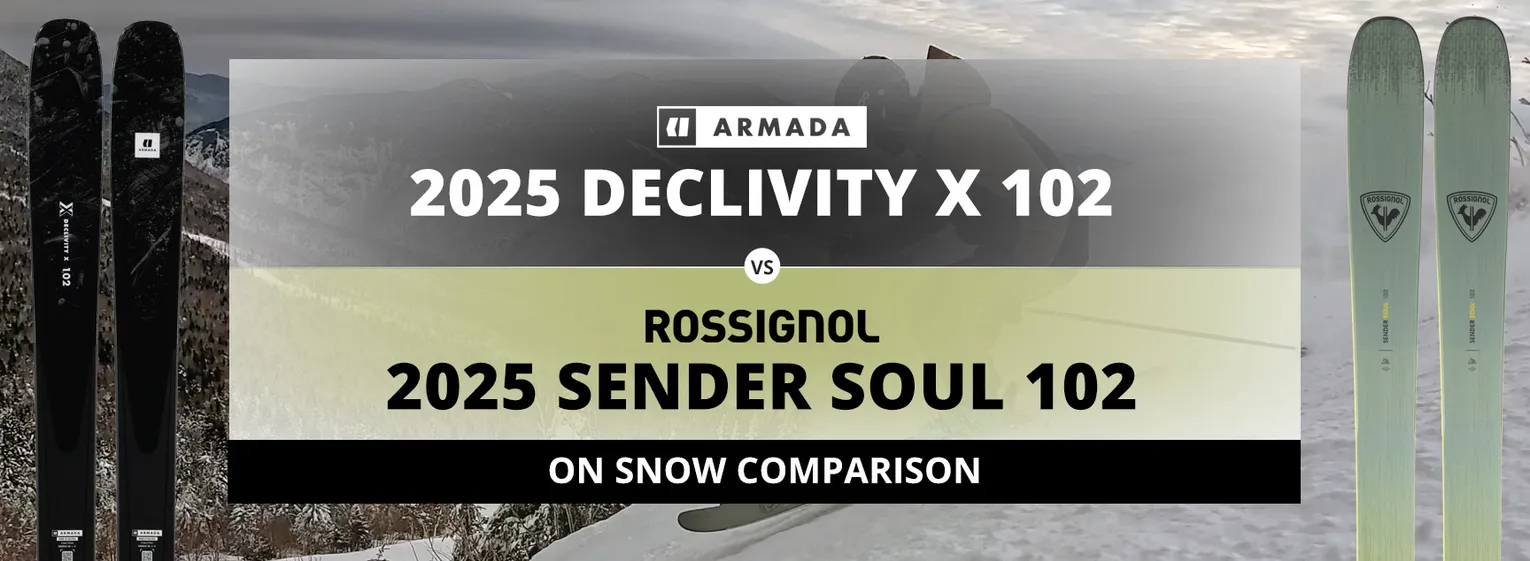 2025 Rossignol Sender Soul 102 and 2025 Armada Declivity X 102 On Snow Comparison - Lead Image