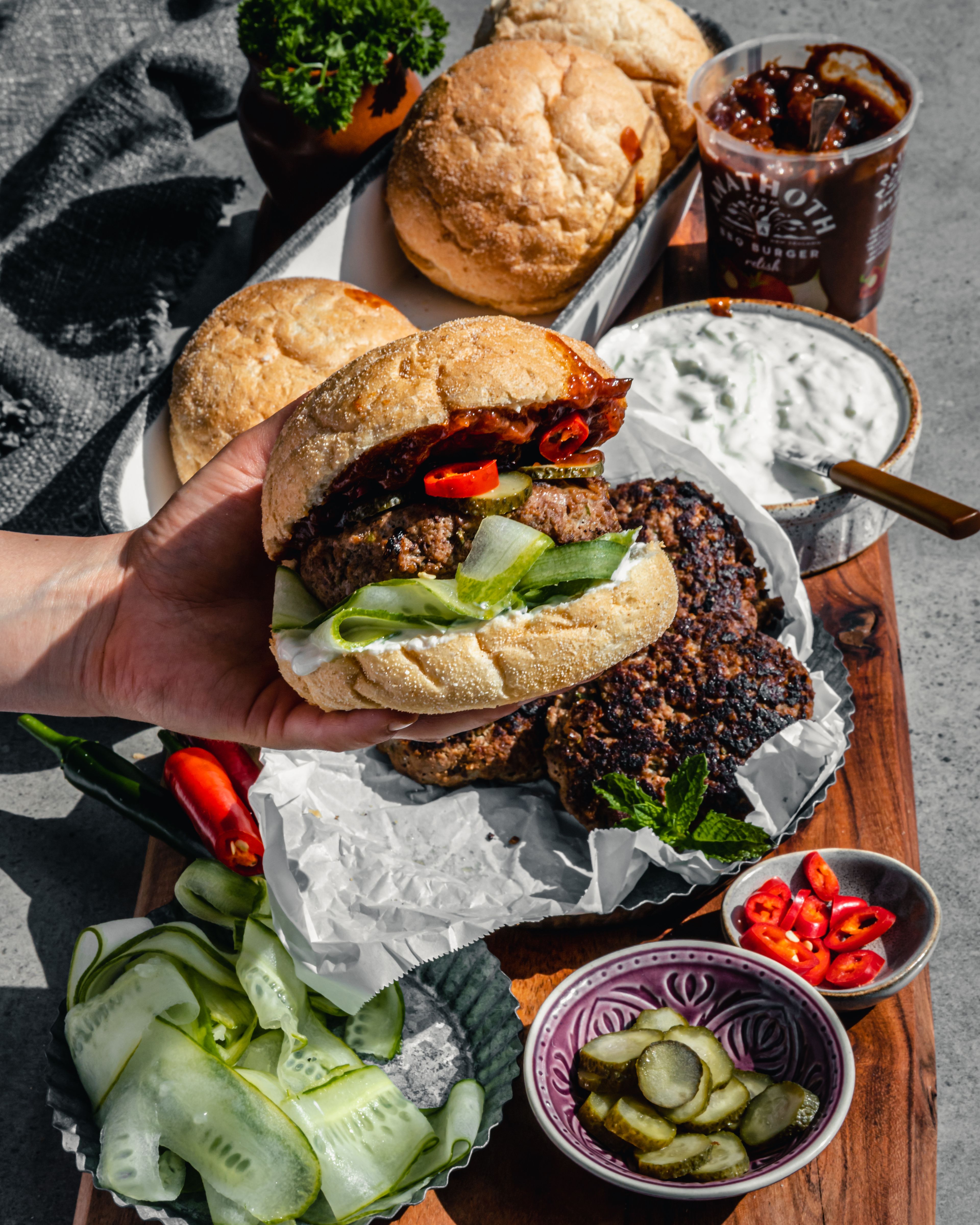 Recipe Smokey Lamb Burgers with Tzatziki Anathoth Farm