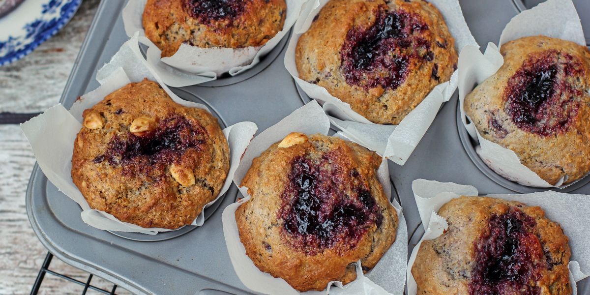 Recipe White Chocolate & Boysenberry Muffins Anathoth Farm