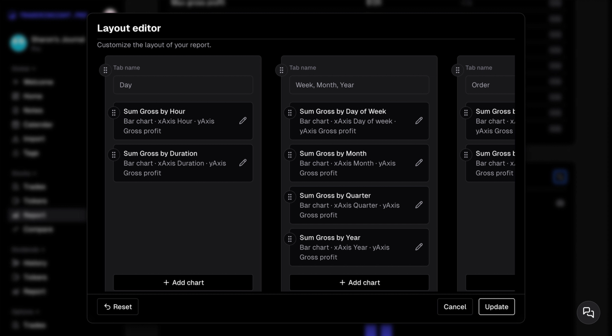 Report layout editor