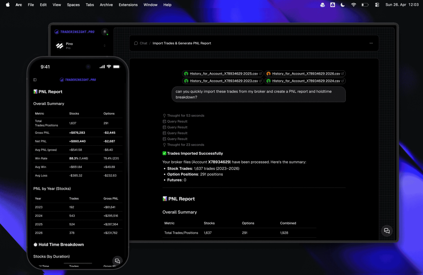 Import Trades Directly in AI Chat on TraderInsight.pro