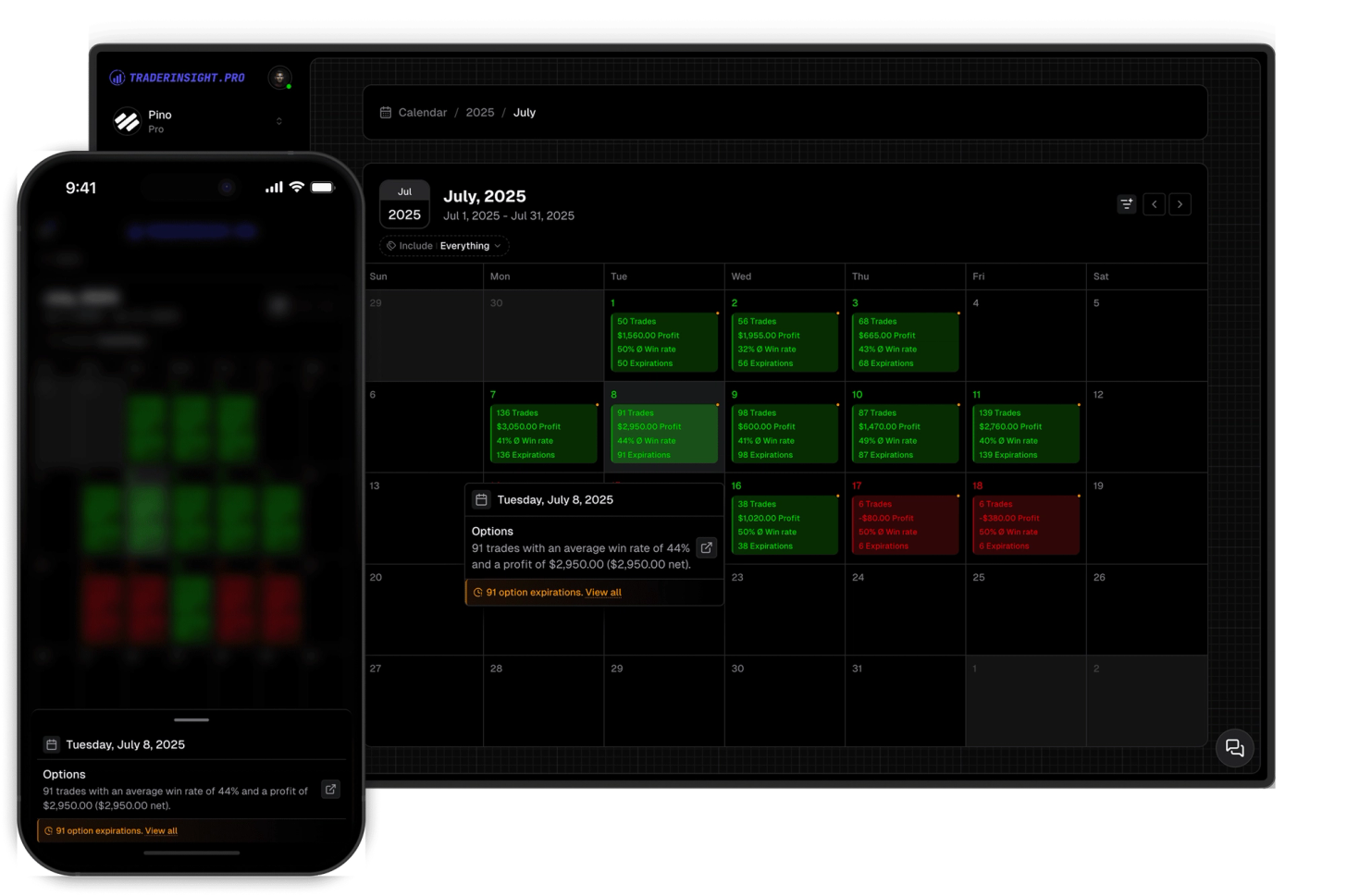 Filtered Calendar View