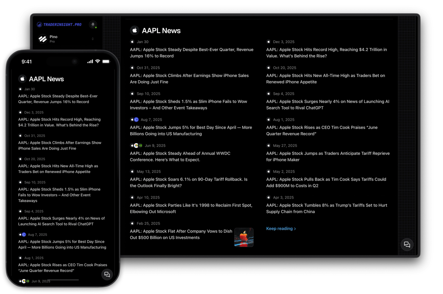 Dividend Schedule and News on Ticker Report Page