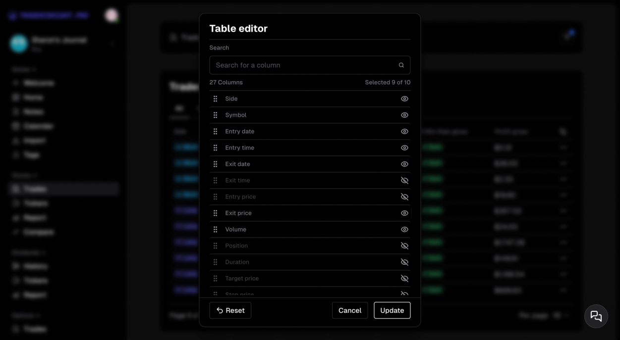 Table layout editor