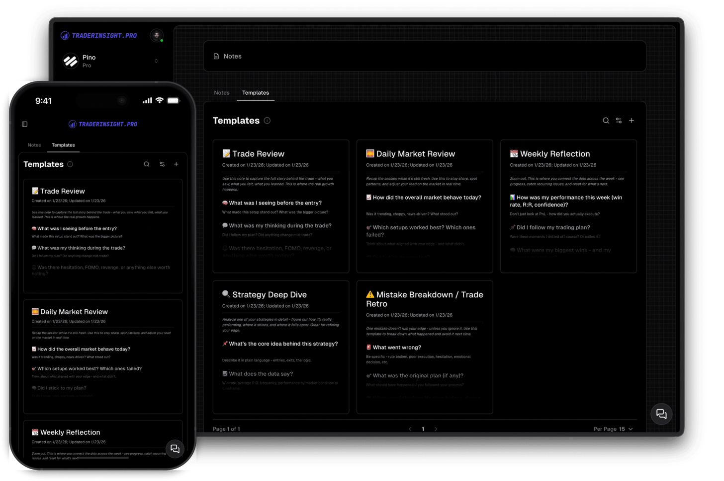 Note templates for consistent reviews