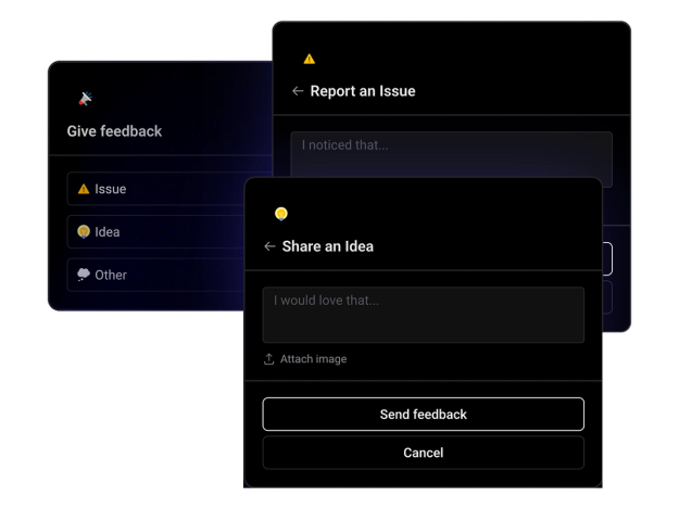 Shape the future of your trading journaling experience by sharing your ideas, suggestions, or critiques directly within the app. Your feedback drives our continuous improvement efforts.