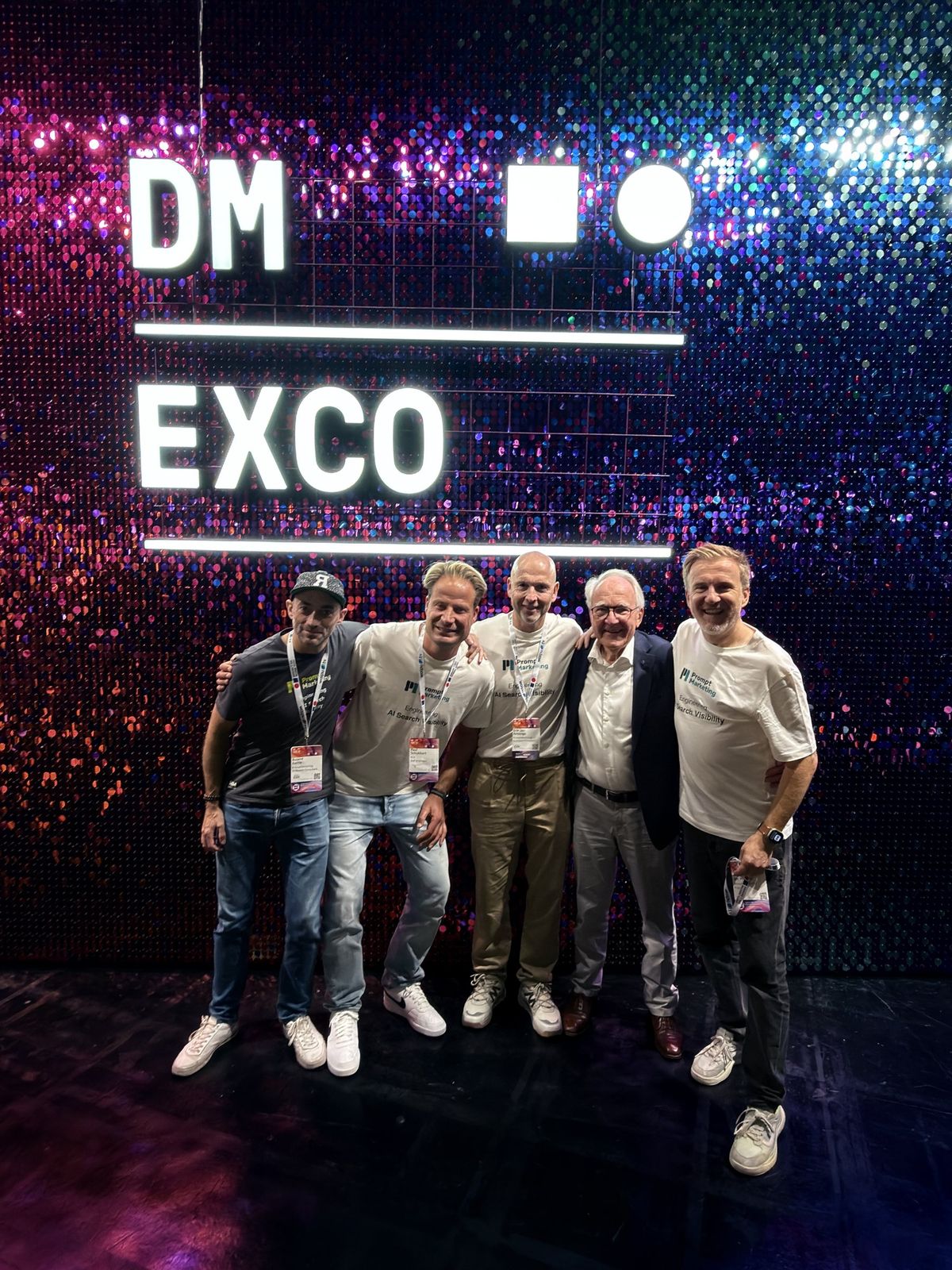 The PromptMarketing team at the DMEXCO light wall.