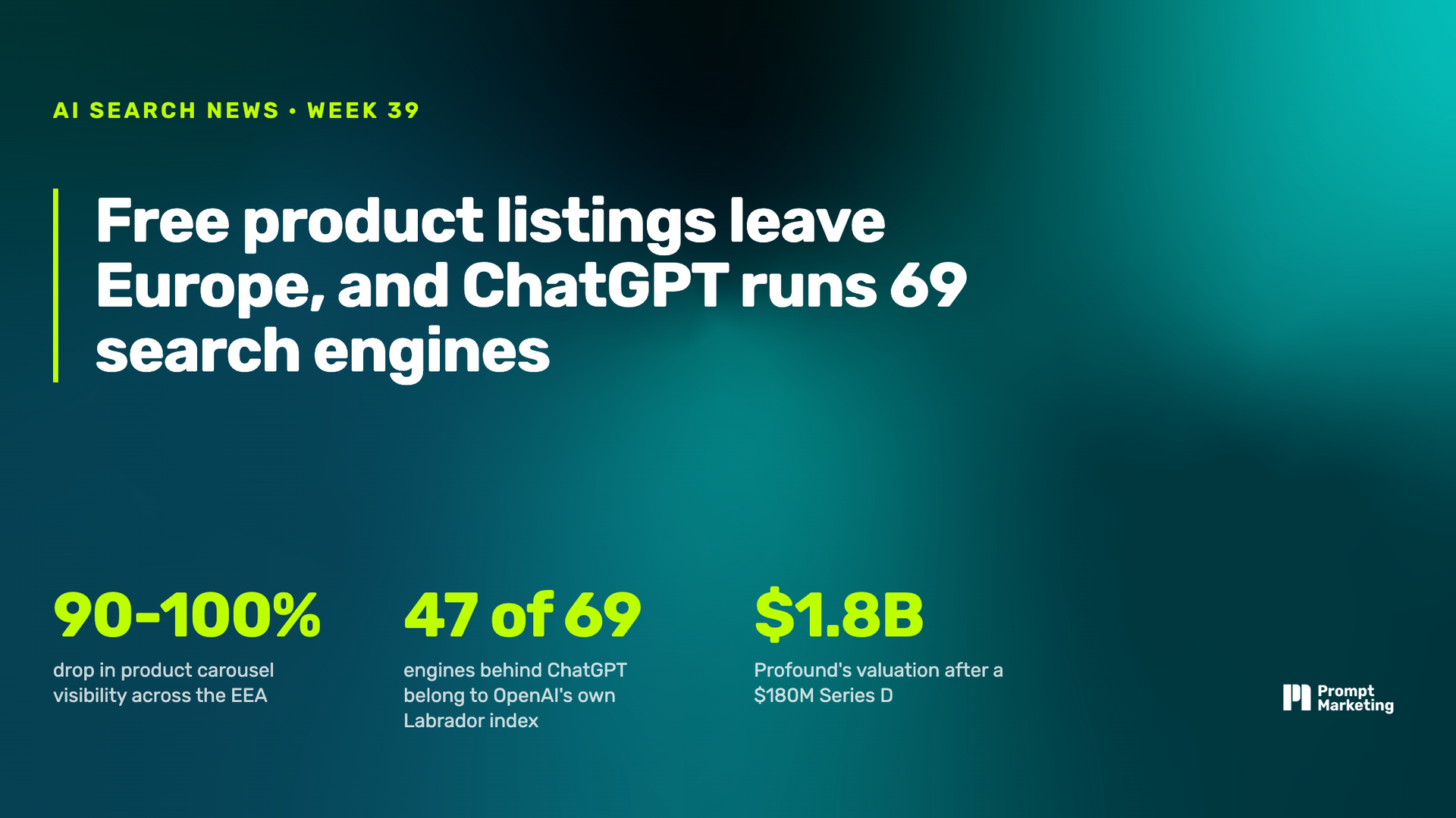 Free product listings leave Europe, and ChatGPT runs 69 search engines