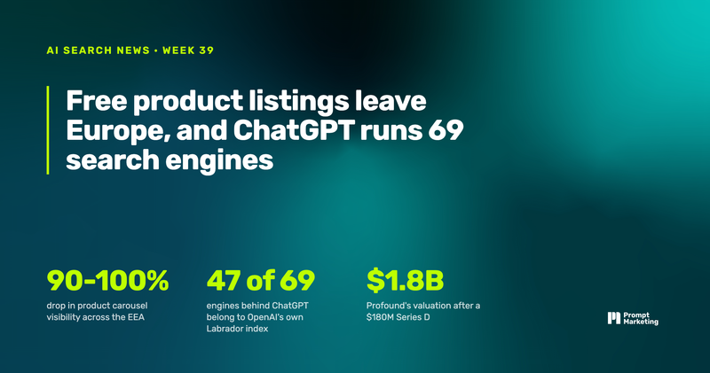 Free product listings leave Europe, and ChatGPT runs 69 search engines
