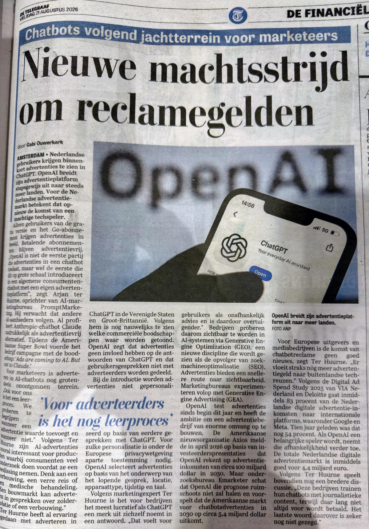 Foto artikel De Telegraaf