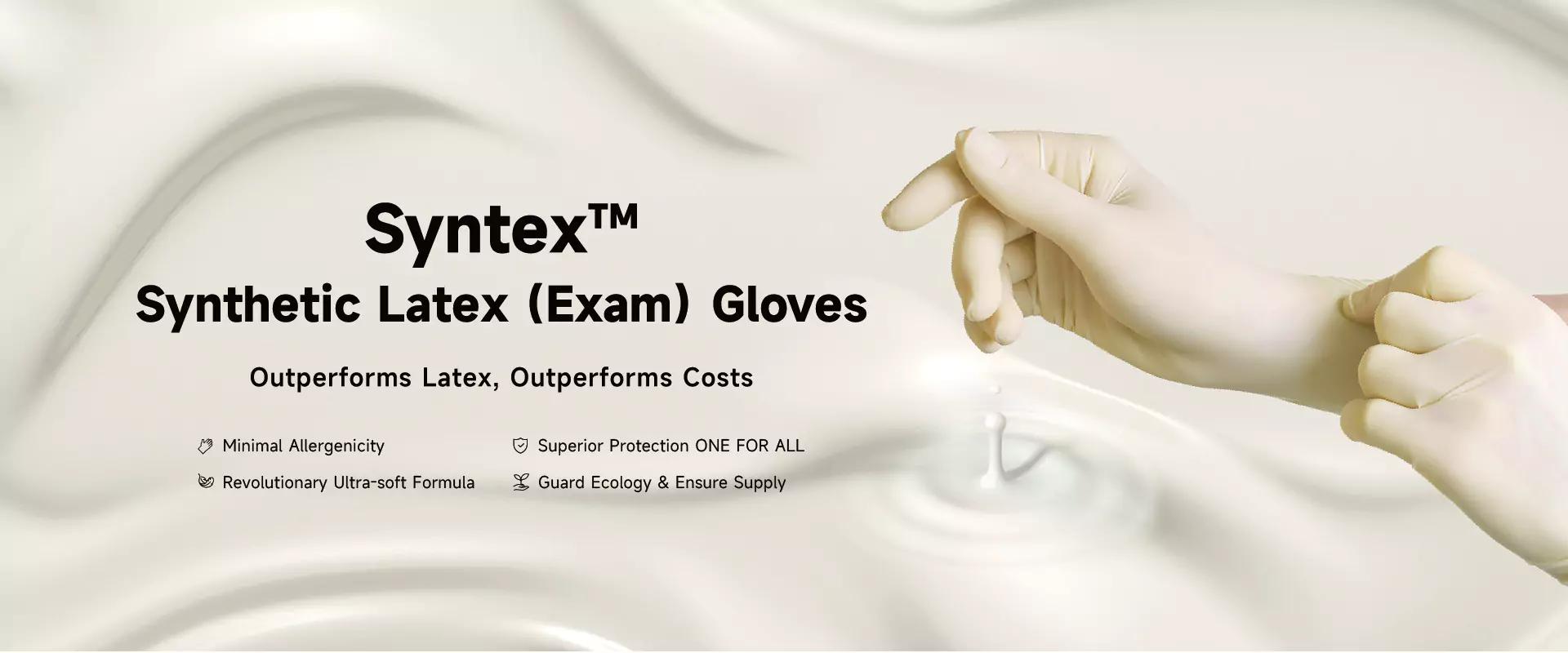 Synthetic latex gloves being worn for medical examination