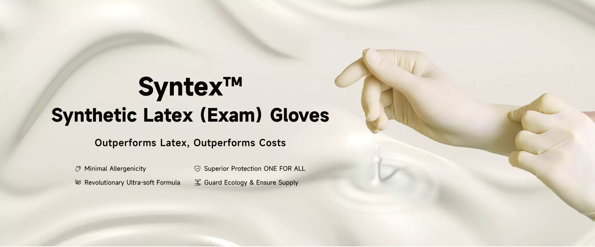 Synthetic latex gloves being worn for medical examination