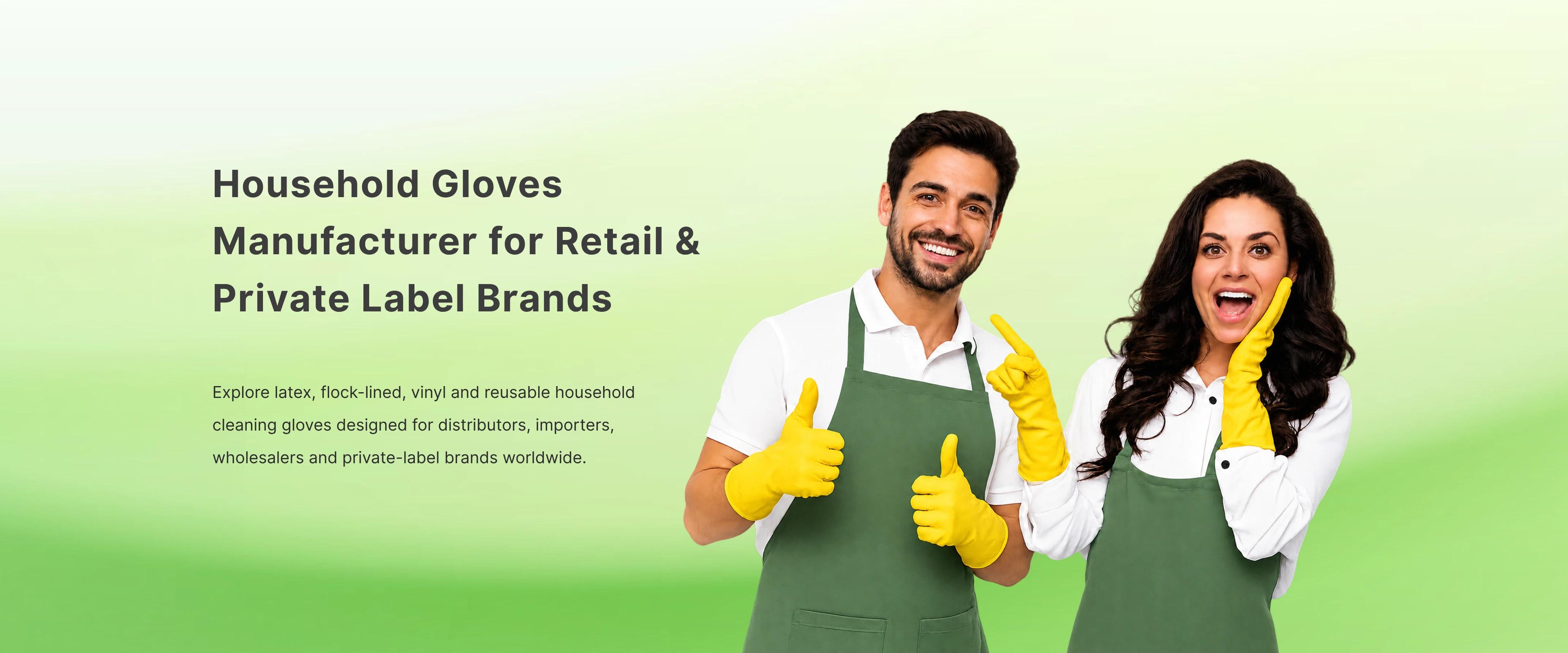 Private-label household cleaning gloves for importers, wholesalers and global retail brands.