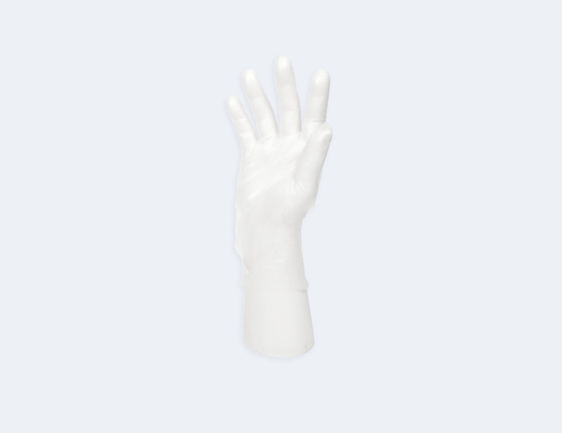 Disposable LDPE glove surface detail showing flexible polyethylene material for hygienic food handling, cleaning, and light-duty applications.