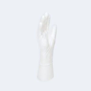 Disposable Vinyl Exam Gloves compact view of the glove fit and cuff area with Vinyl, showing ambidextrous, beaded cuff for General Healthcare and Nursing.