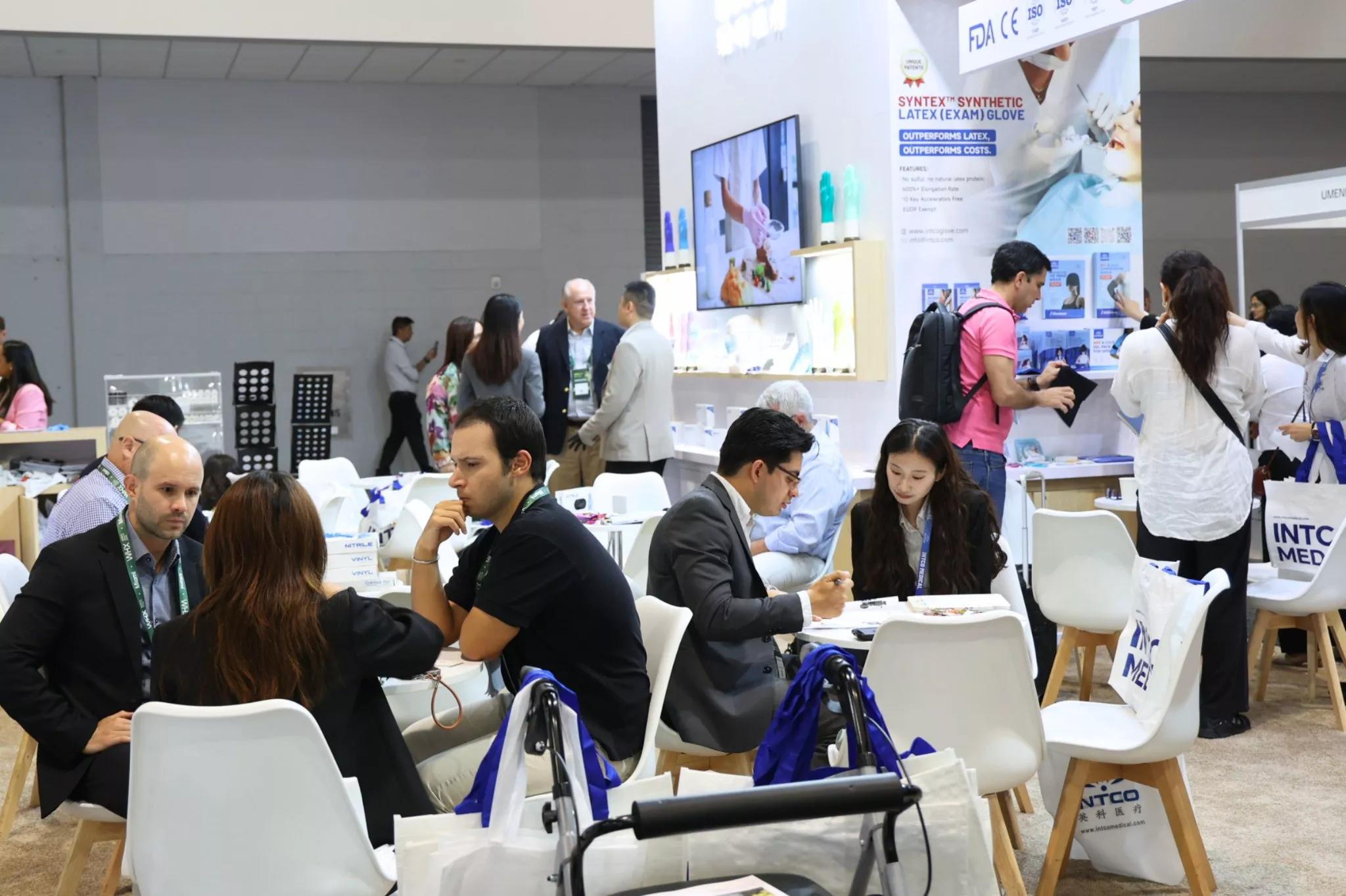INTCO Medical presents Syntex and Synmax PRO exam gloves while connecting with healthcare buyers and distributors at WHX Miami 2026.