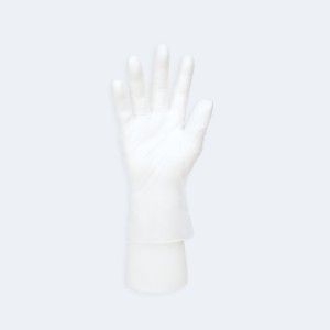 Disposable Vinyl Exam Gloves compact view for identifying the glove style with Vinyl, showing ambidextrous, beaded cuff for General Healthcare and Nursing.