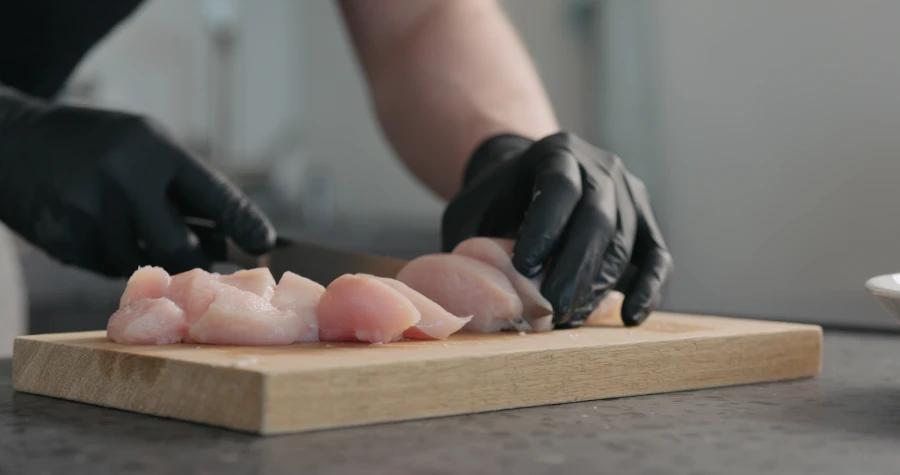 Nitrile Gloves for Cutting Chicken in the Kitchen