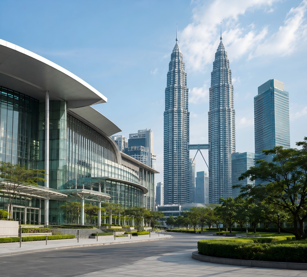 Kuala Lumpur Convention Centre with the Petronas Twin Towers