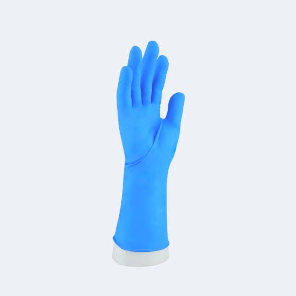Advancare Nitrile Exam Gloves compact view for matching the glove to work tasks with Nitrile, showing ambidextrous, finger textured, beaded cuff.