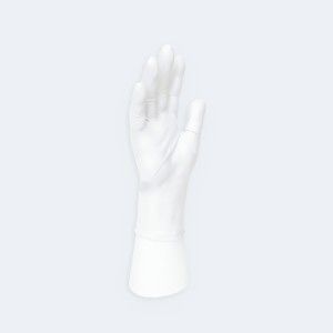 Synmax Pro Exam Gloves compact view of the glove fit and cuff area, showing nitrile-inspired vinyl performance and cost efficiency.