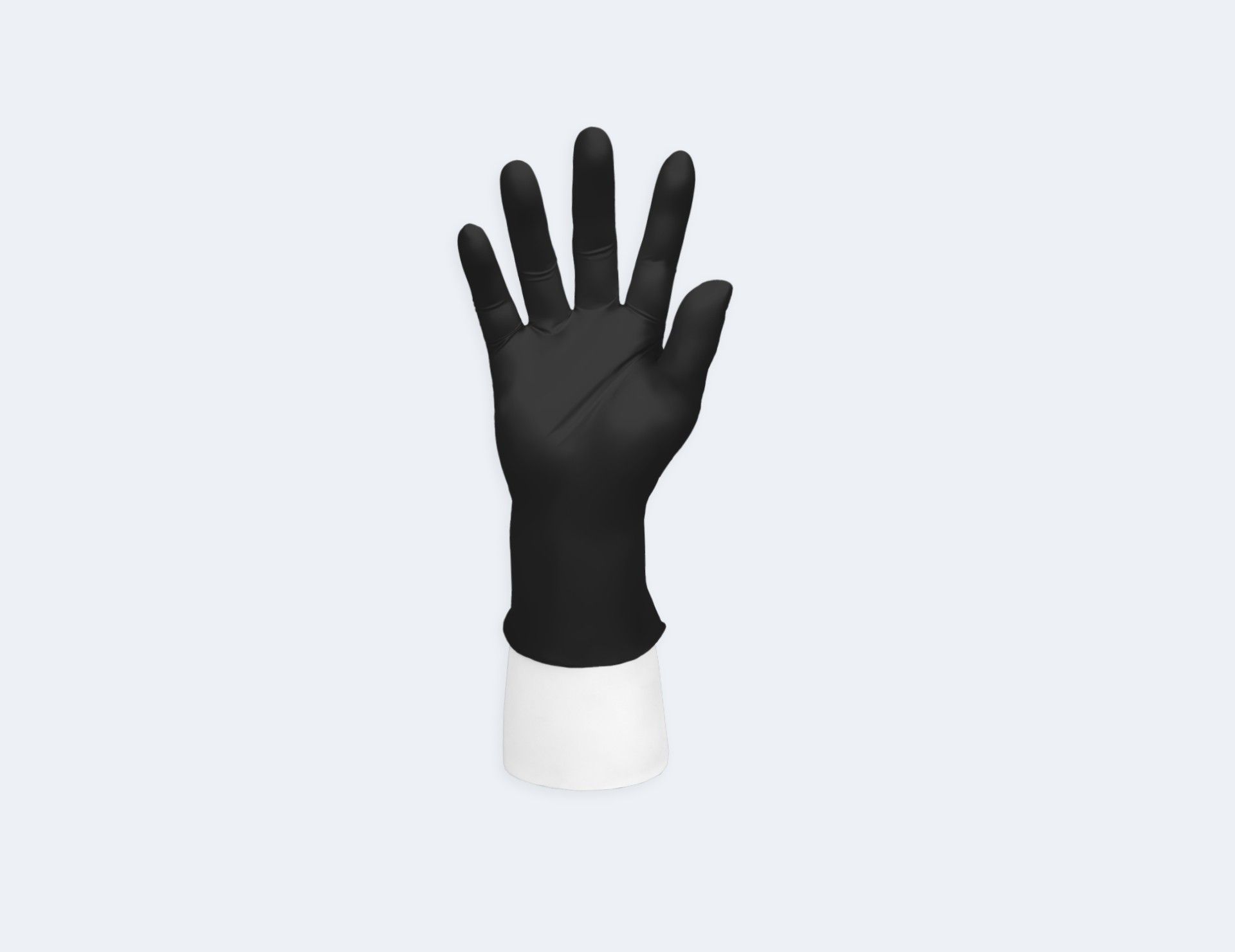 Synguard H+ Nitrile Gloves overall glove shape, color, and material finish, showing ambidextrous, finger textured, beaded cuff for Laboratory and Automotive.