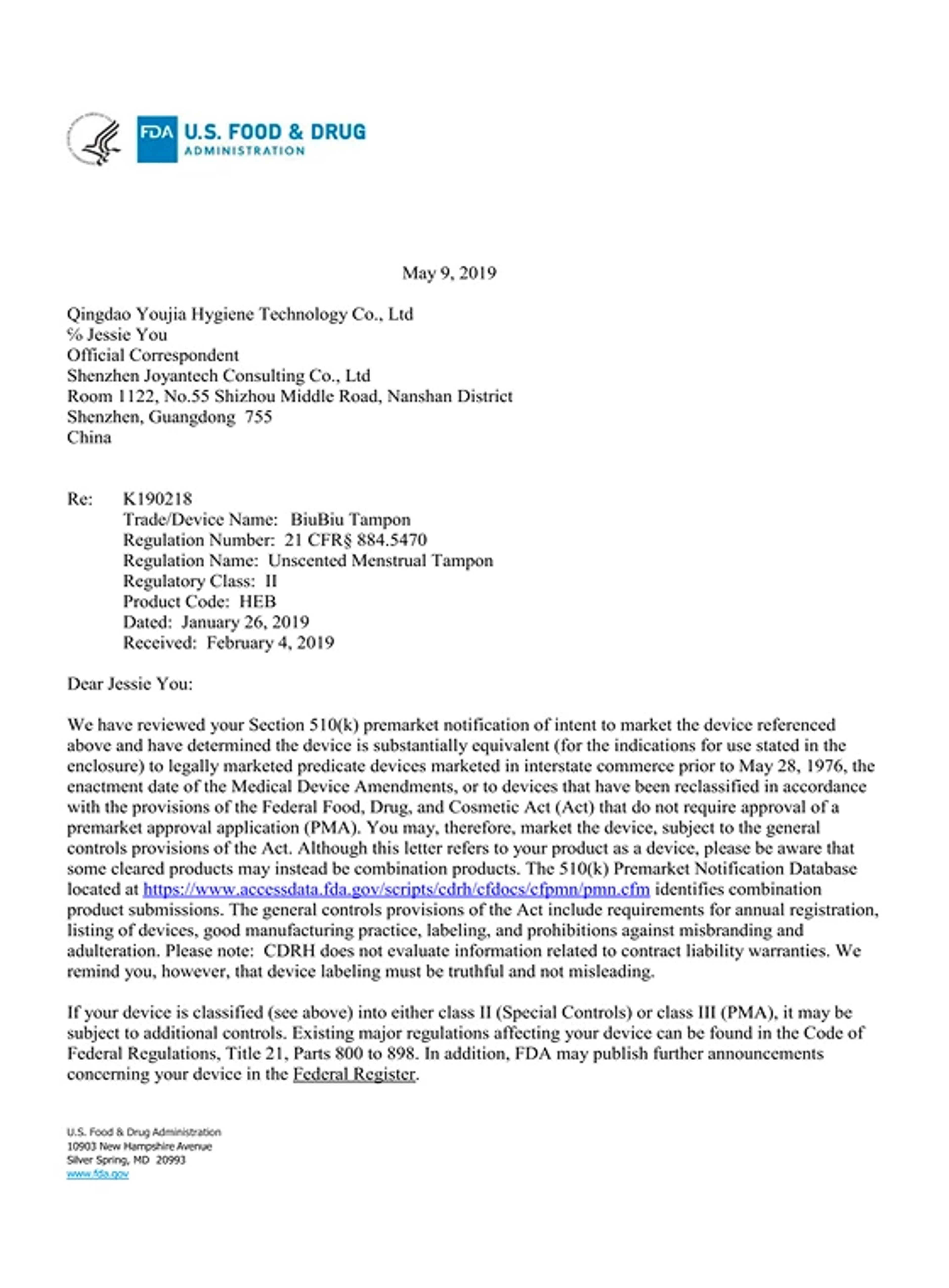 FDA 510K document