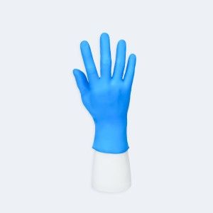 Disposable Nitrile Gloves compact view for matching the glove to work tasks, showing ambidextrous, finger textured, beaded cuff for Industrial and Laboratory.