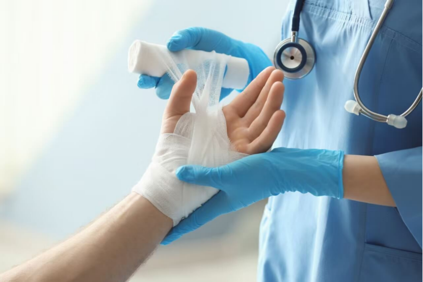 blue nitrile exam gloves used in medical examinations