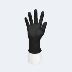 Disposable Black Nitrile Gloves compact view of the glove fit and cuff area with Nitrile, showing professional black nitrile barrier protection.