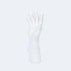 Disposable Vinyl Protective Gloves compact view of texture and grip details with Vinyl, showing ambidextrous, finger textured.